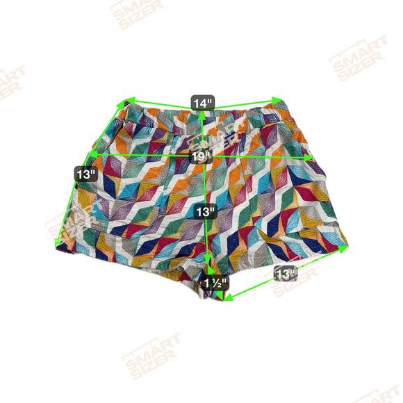 Willa Story Palmer Pull On Shorts Colorful Embroidered Kaleidoscope Lined Size L - Picture 8 of 8